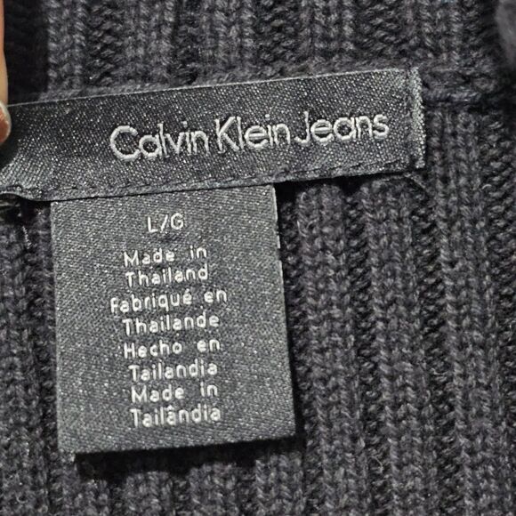 Calvin Klein Jeans - Cardigan Sweater Ribbed Wrap Knit - Size L - Black - Picture 7 of 7